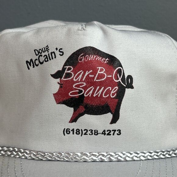 Doug McCains Gourmet BBQ SAUCE - VTG 90s Grey SnapBack Trucker Hat - Picture 2 of 8